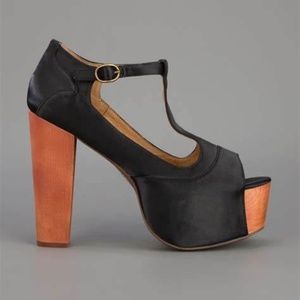 Jeffrey Campbell Foxy Platform Heels 6.5 Black Leather